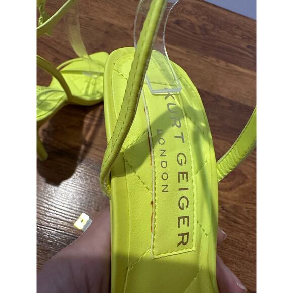 Kurt Geiger London Shoreditch Strappy Sandals Neon Yellow Size 7 NWT Bold Heels - Picture 13 of 13